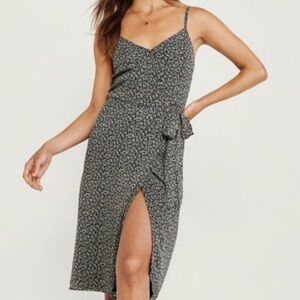 Elegant Black Floral Midi Dress